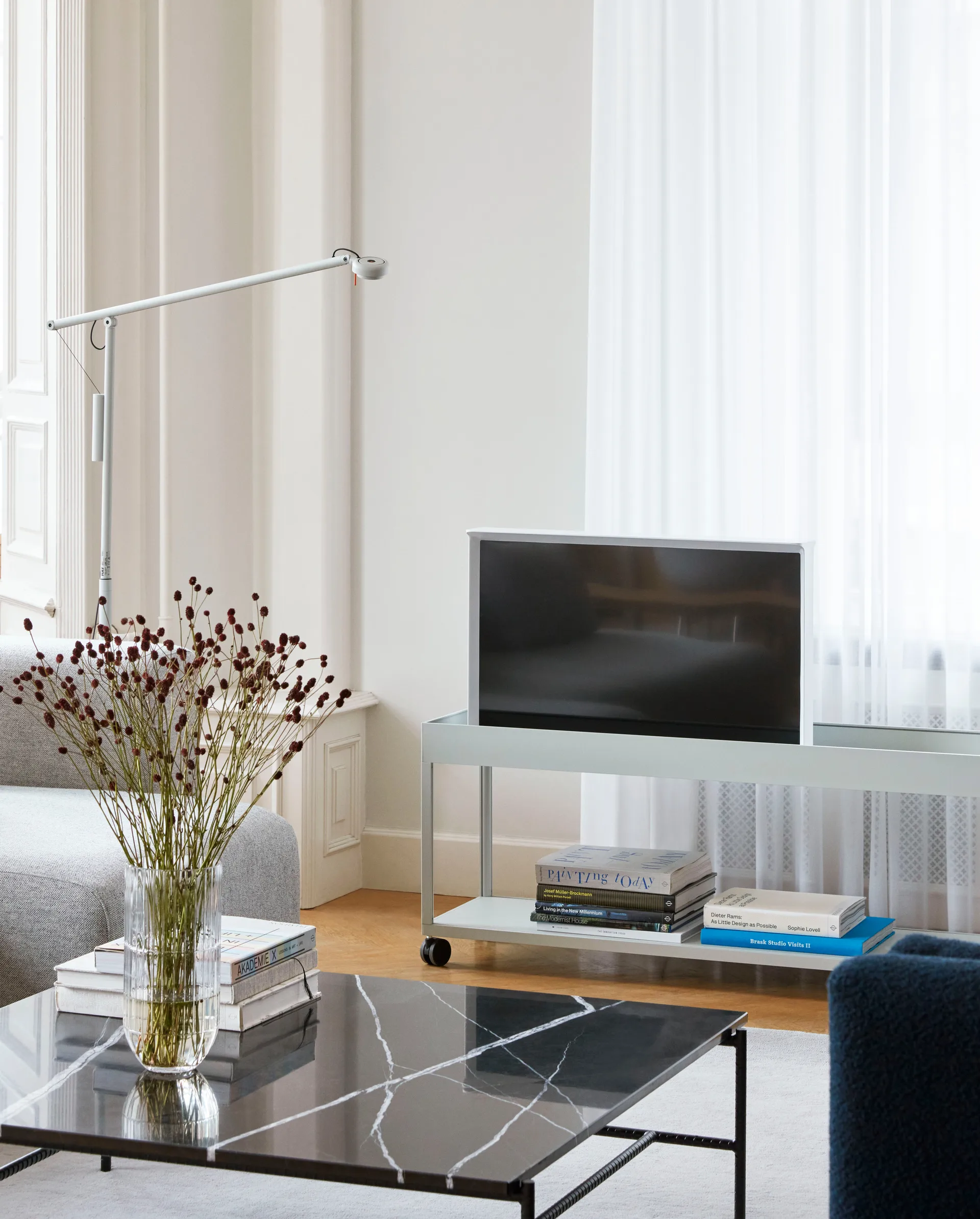 Mesa de centro Rebar 100x104x33 cm, Mármol negro–estructura negra HAY