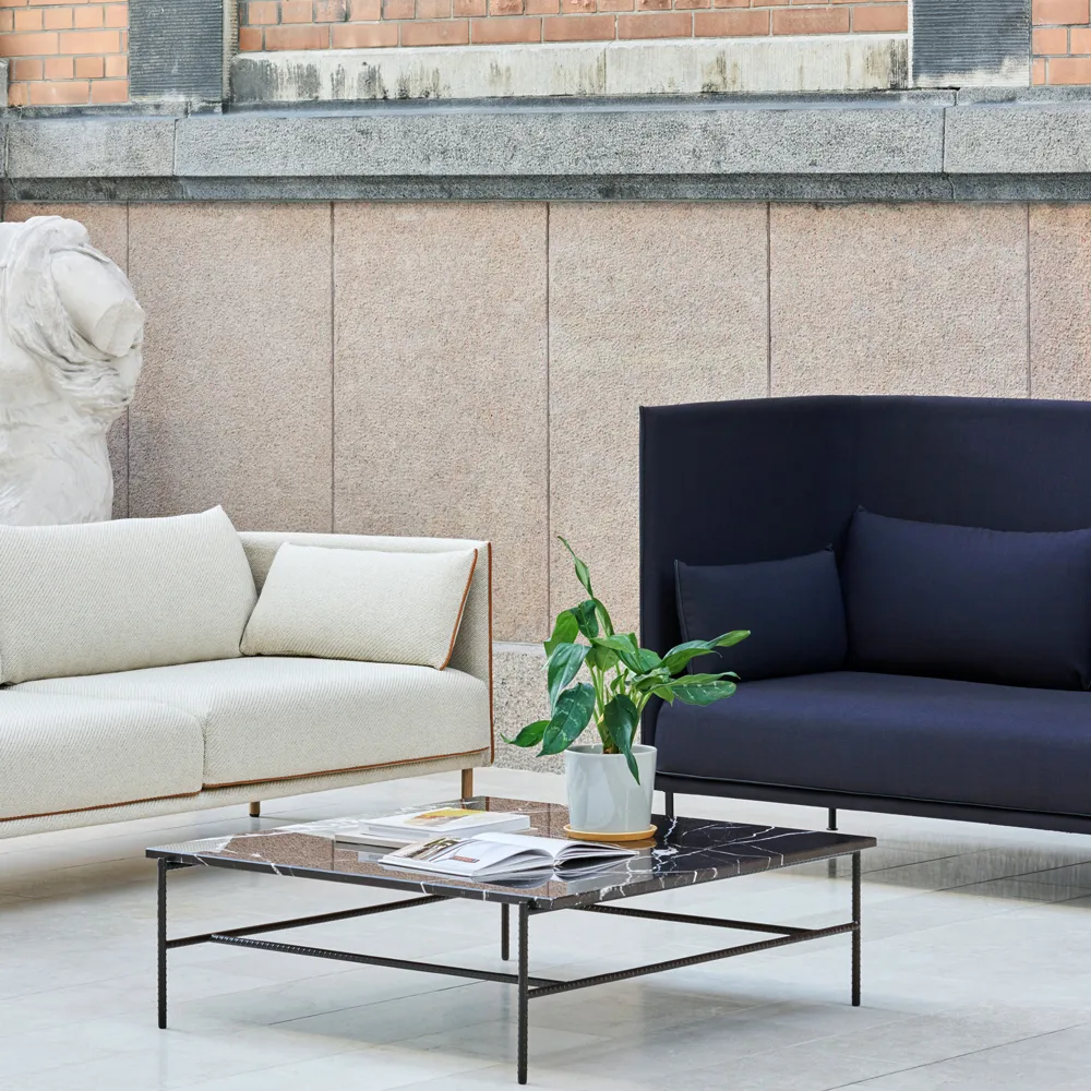 Mesa de centro Rebar 100x104x33 cm, Mármol negro–estructura negra HAY