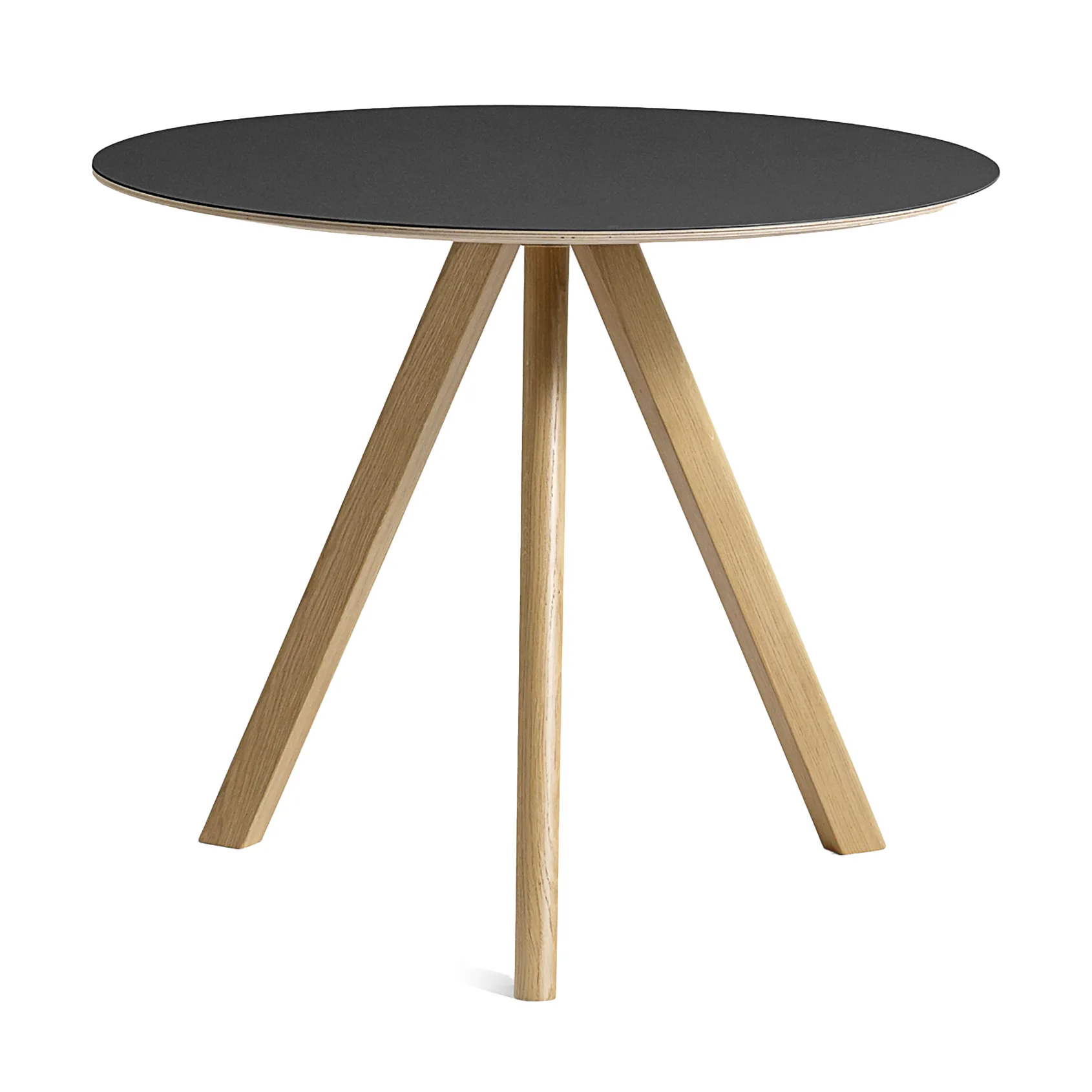 Mesa de comedor CPH20 2.0, Ø90 cm, Black linoleum-roble lacado HAY