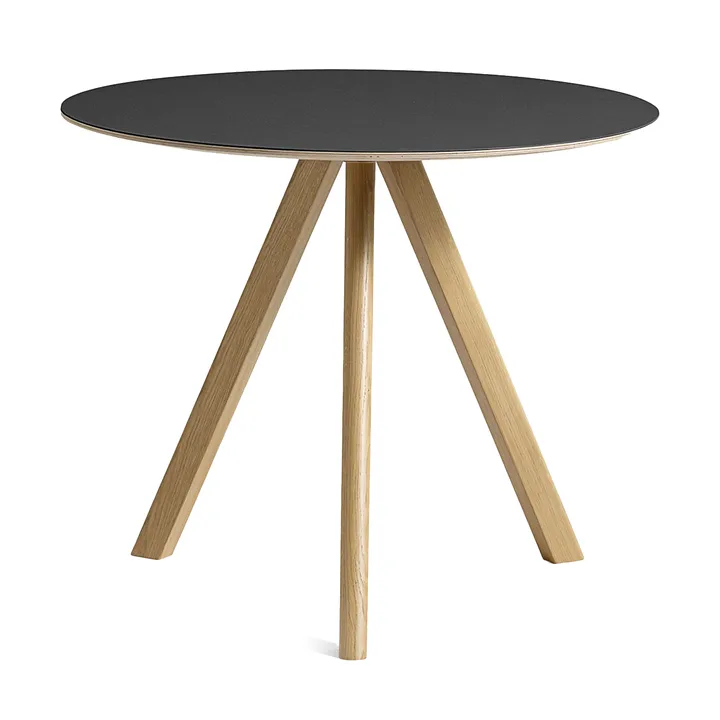 Mesa de comedor CPH20 2.0, Ø90 cm - Black linoleum-roble lacado - HAY