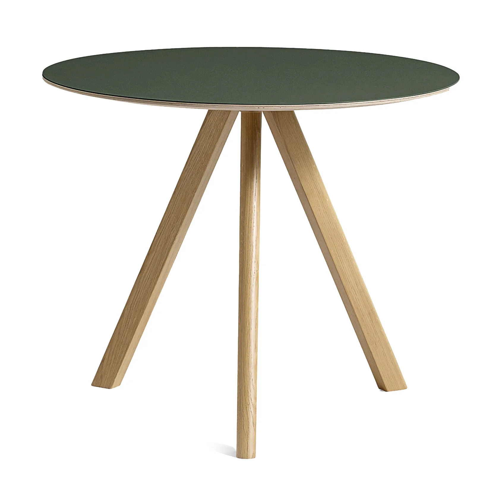 Mesa de comedor CPH20 2.0, Ø90 cm, Green linoleum-roble lacado HAY