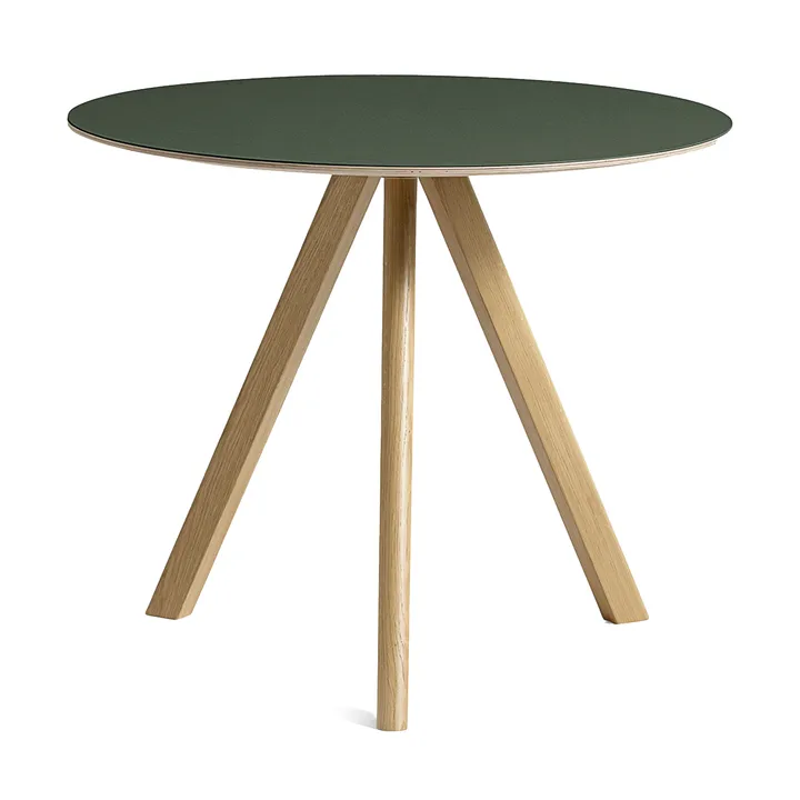 Mesa de comedor CPH20 2.0, Ø90 cm - Green linoleum-roble lacado - HAY