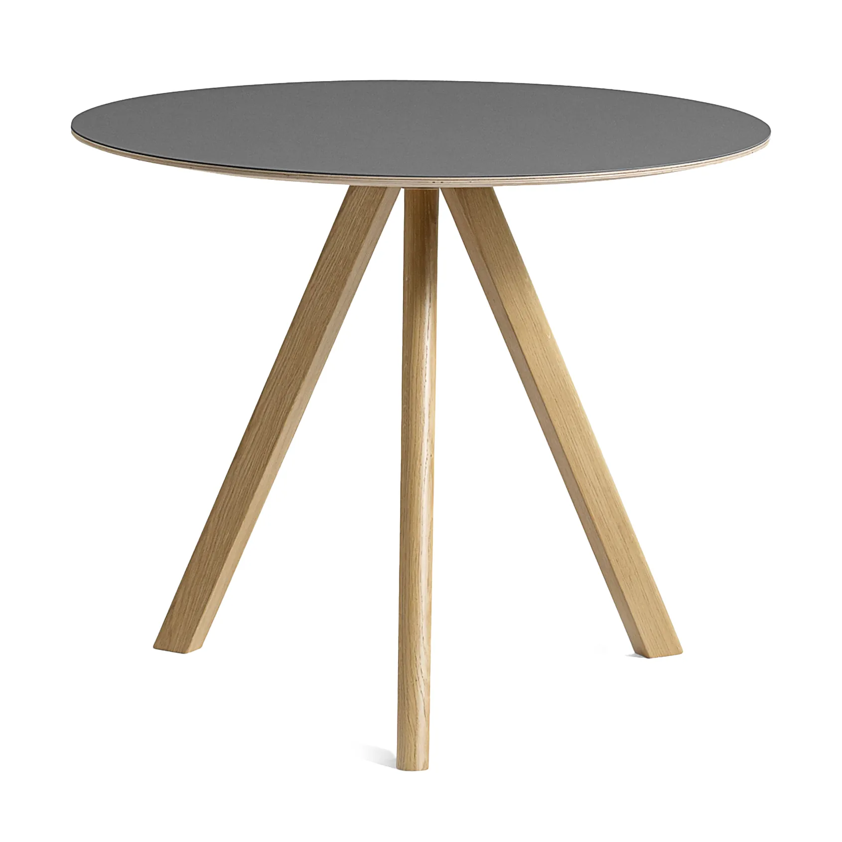 Mesa de comedor CPH20 2.0, Ø90 cm, Grey linoleum-roble lacado HAY