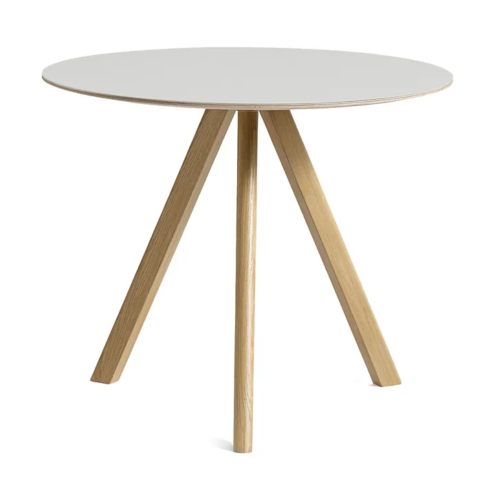 Mesa de comedor CPH20 2.0, Ø90 cm - Off white linoleum-roble lacado - HAY