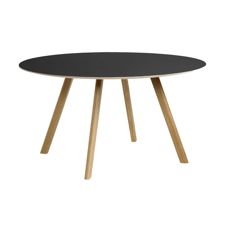 Mesa de comedor CPH25 2.0, Ø140 cm - Black laminate-roble lacado - HAY
