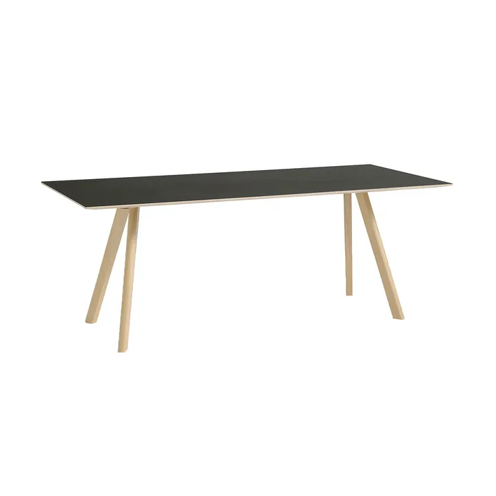 Mesa de comedor CPH30 2.0, 90x200 cm - Linóleo negro-roble lacado - HAY