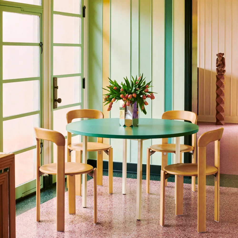 Mesa de comedor Rey Ø128 cm, Golden-Ivory white HAY