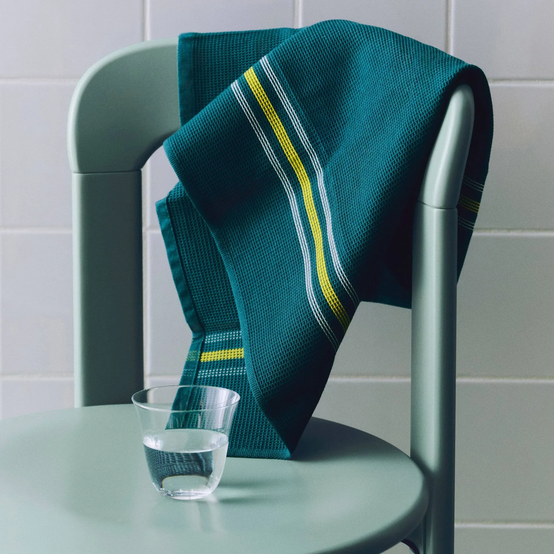 Paño de cocina Canteen 52 x 80 cm, Green-yellow block stripe HAY