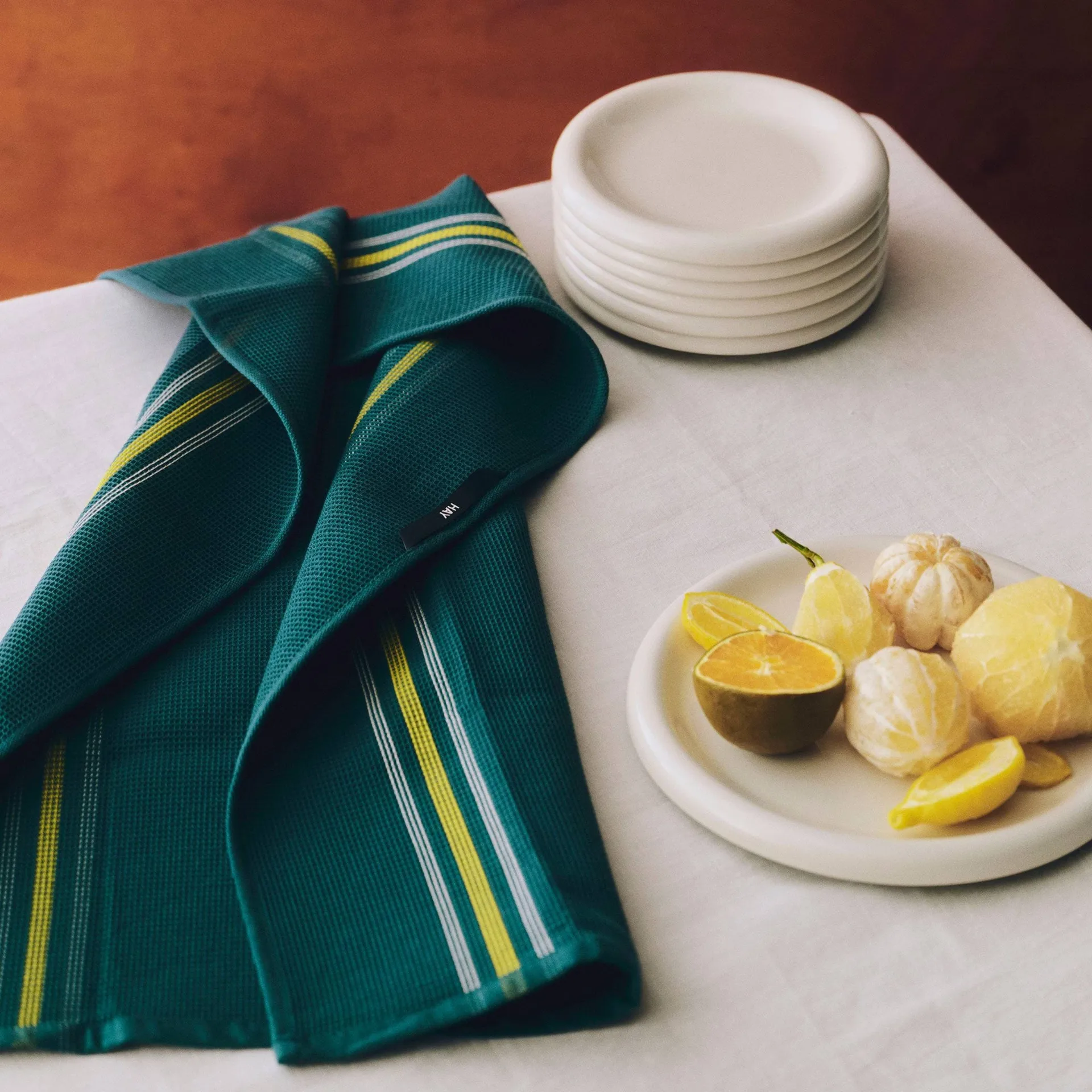Paño de cocina Canteen 52 x 80 cm, Green-yellow block stripe HAY