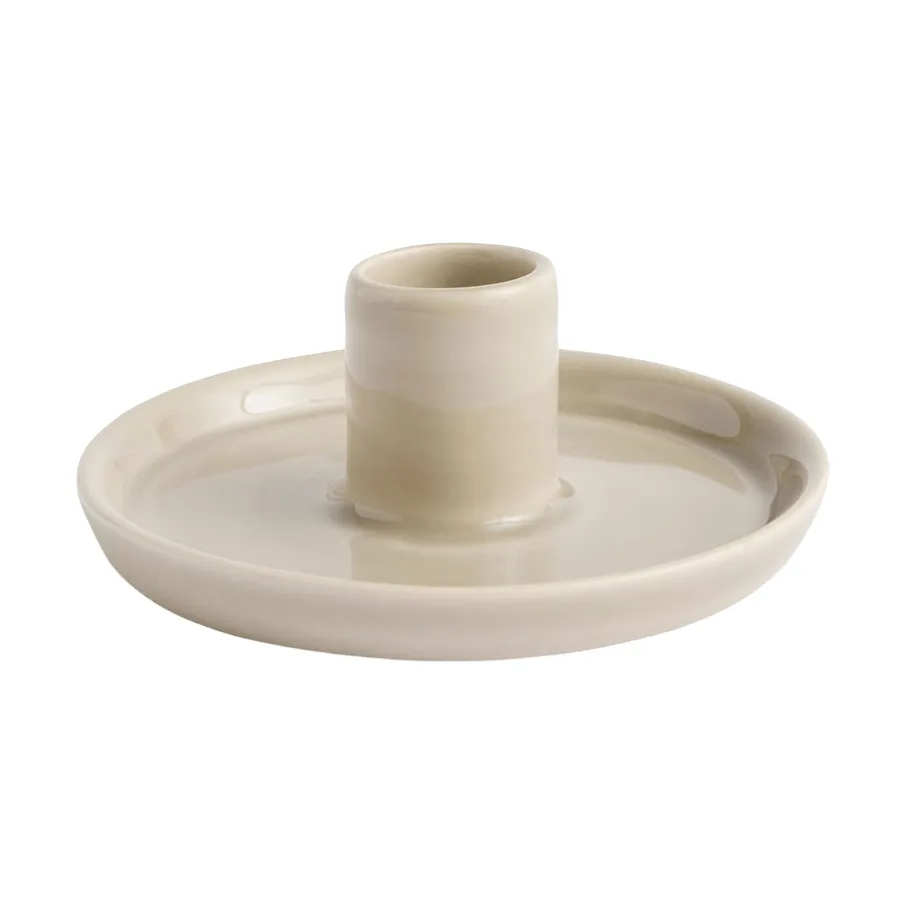Portavelas Disc, Warm grey, small, Ø10x4,8 cm HAY