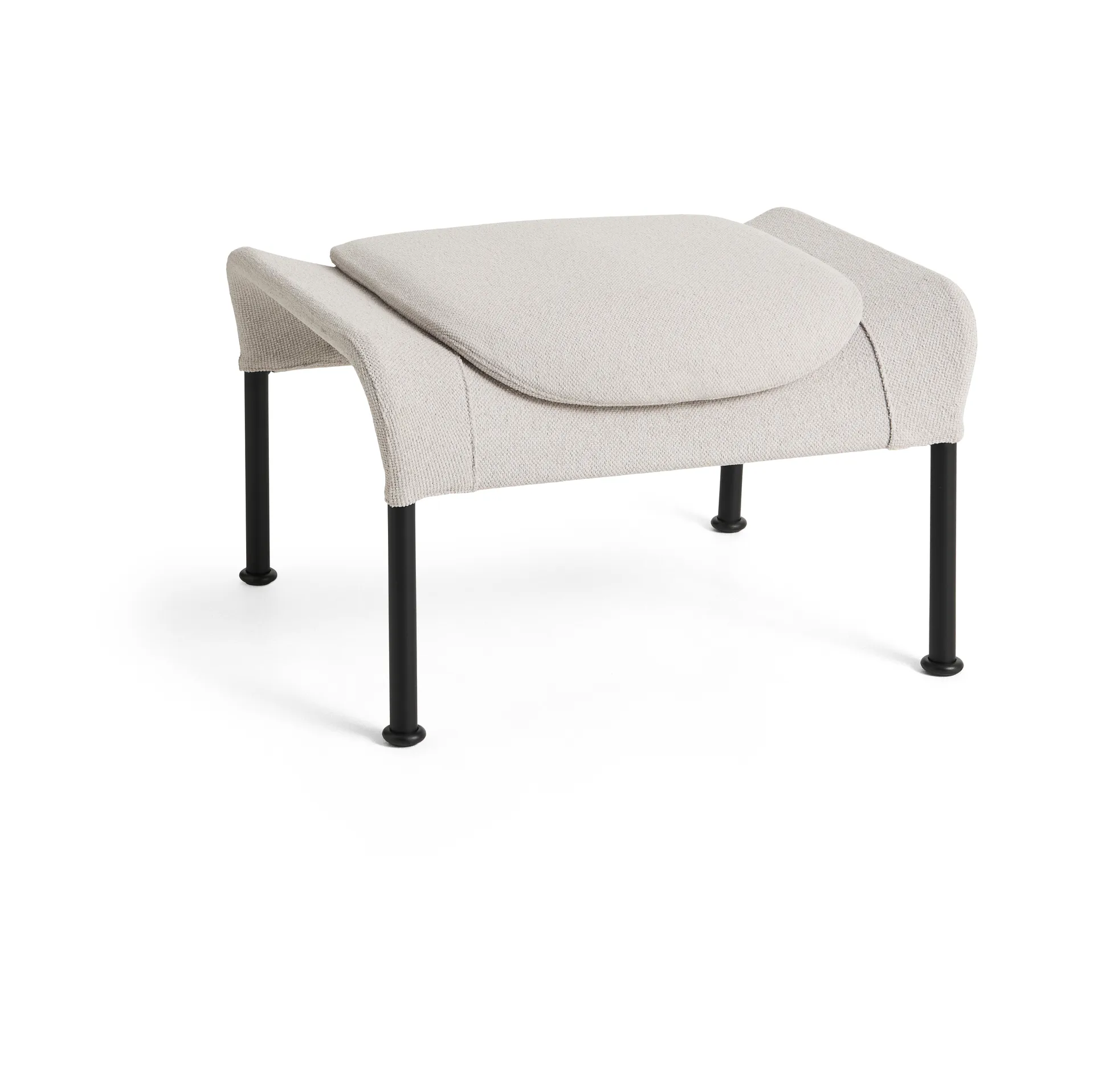 Reposapiés O2 Ottoman, Soft light grey-acero lacado negro HAY
