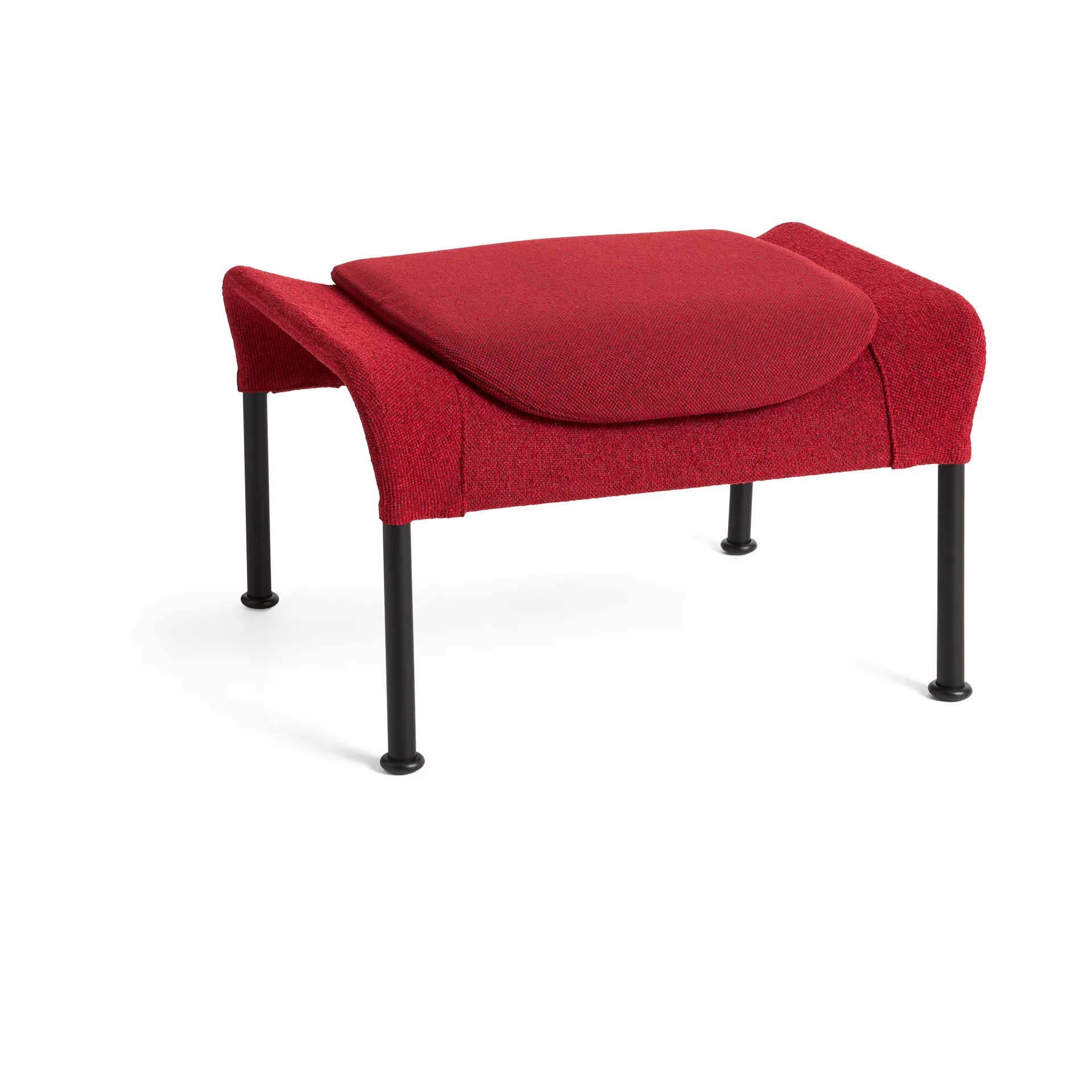 Reposapiés O2 Ottoman, Soft red-negro lacado acero HAY
