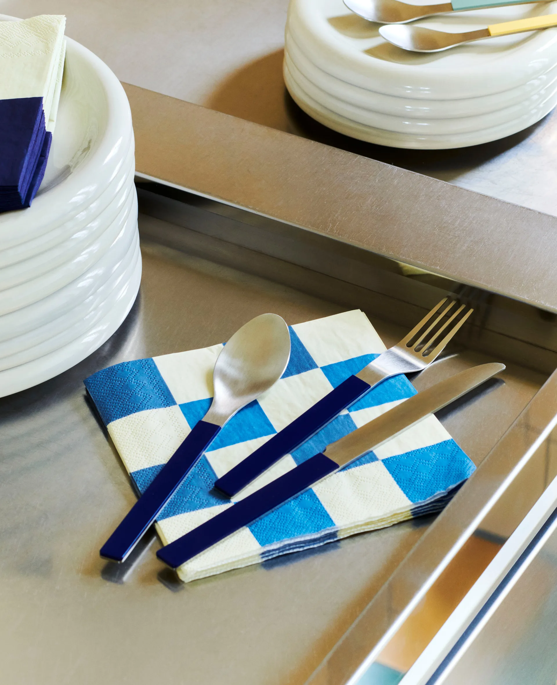 Servilleta Pattern Lunch Check 33x33 cm, set de 20, Off white-blue M HAY