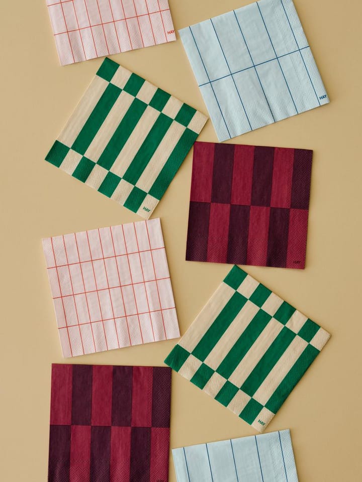 Servilletas Pattern Dinner 40x40 cm, 20-pack, Light blue-blue grid HAY