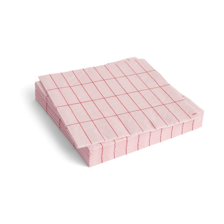 Servilletas Pattern Dinner 40x40 cm, 20-pack - Light pink-red grid - HAY