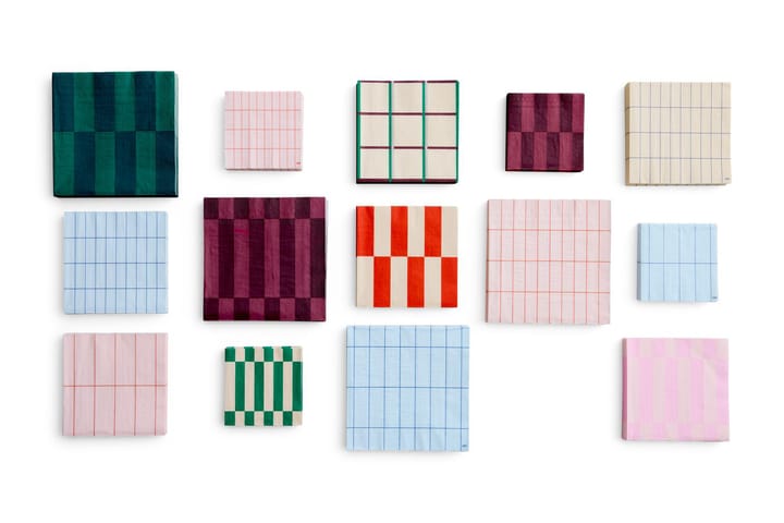 Servilletas Pattern Lunch 33x33 cm, 20-pack, Off white-silver-green braid check HAY