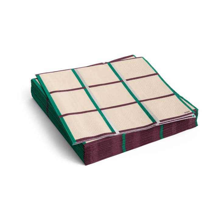 Servilletas Pattern Lunch 33x33 cm, 20-pack - Off white-silver-green braid check - HAY