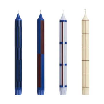 Set de velas Pattern mix, 4-pack - Blue-silver - HAY