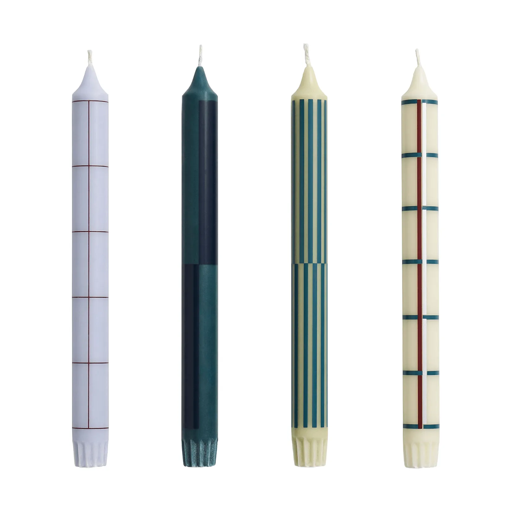 Set de velas Pattern mix, 4-pack, Green-silver HAY