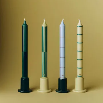 Set de velas Pattern mix, 4-pack - Green-silver - HAY