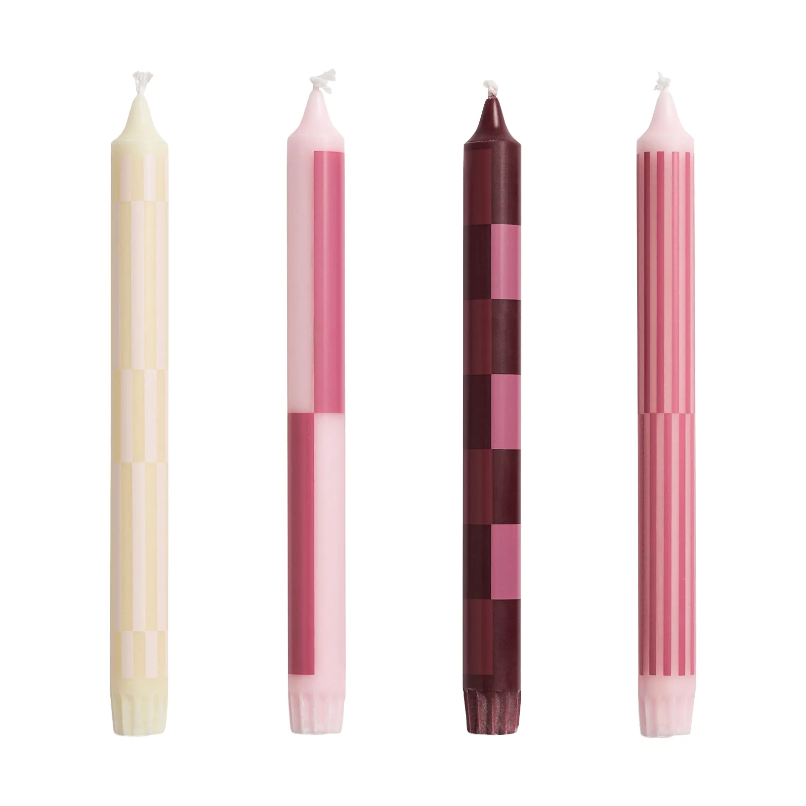 Set de velas Pattern mix, 4-pack, Pink-bordeaux HAY
