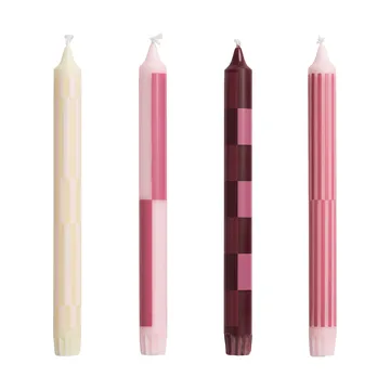 Set de velas Pattern mix, 4-pack - Pink-bordeaux - HAY
