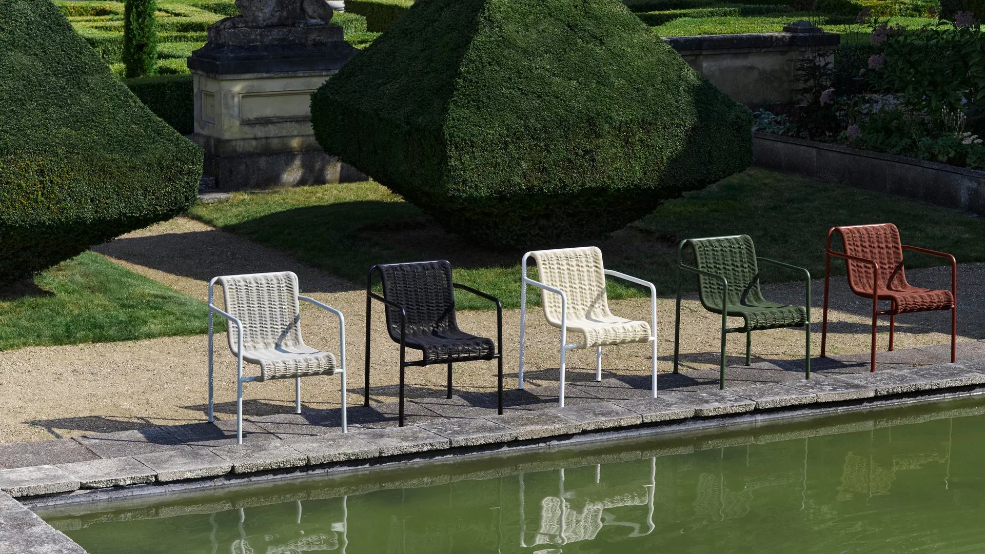 Silla con reposabrazos Palissade Cord Dining, Sky grey HAY