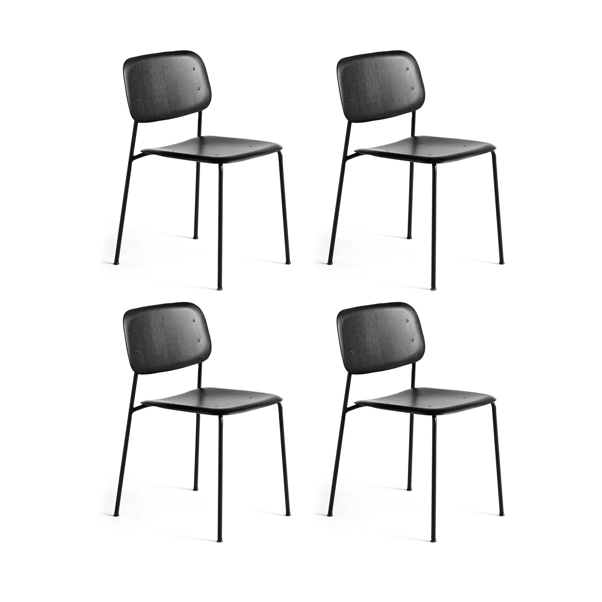 Silla Soft Edge 40, Black oak-estructura de acero negra, pack de 4,  HAY
