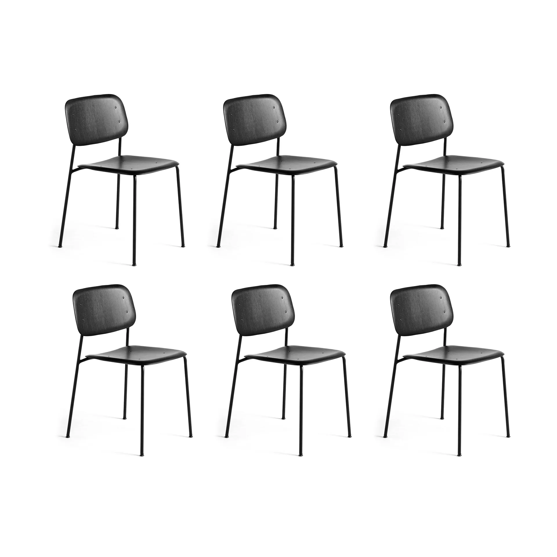Silla Soft Edge 40, Black oak-estructura de acero negra, pack de 6,  HAY
