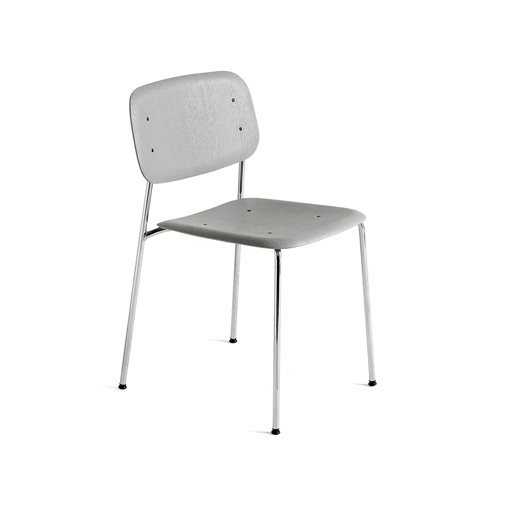 Silla Soft Edge 40, gris suave, estructura cromada HAY