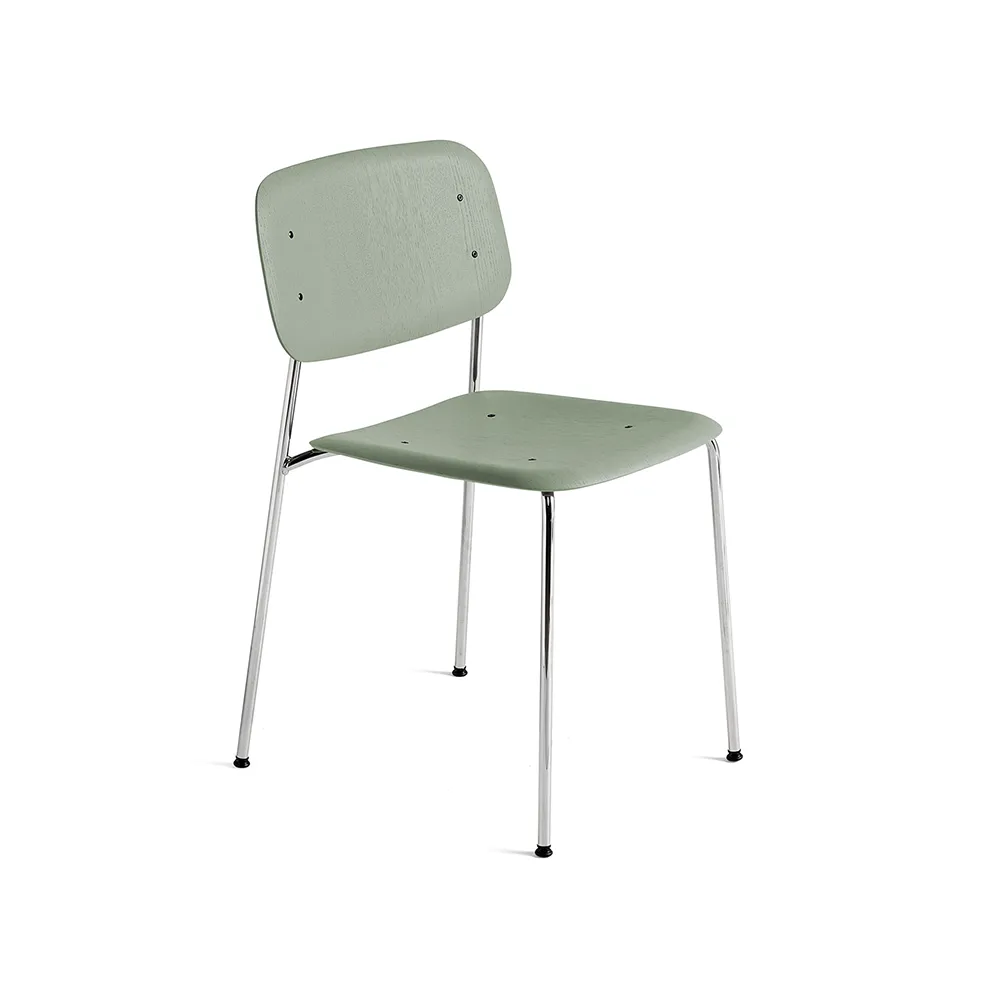 Silla Soft Edge 40, Verde empolvado-estructura cromada HAY