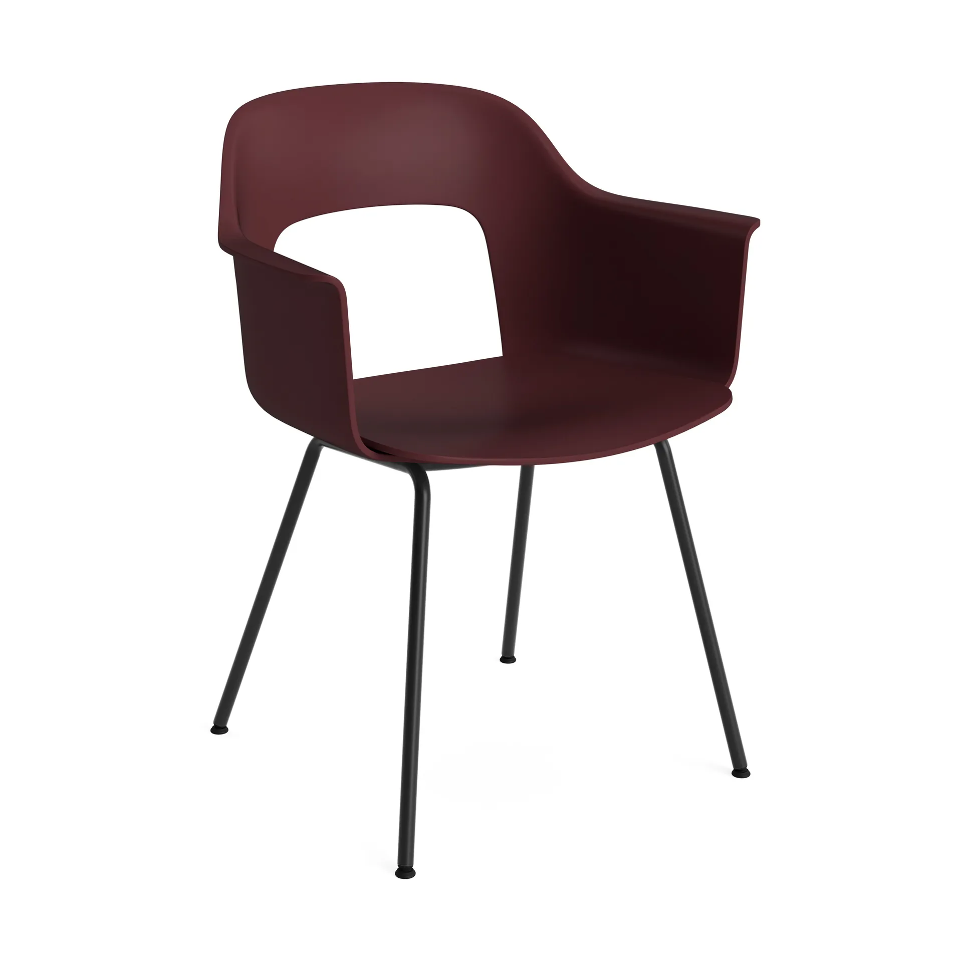 Sillón Layout Armchair 211 con reposabrazos, Bordeaux-negro lacado acero HAY
