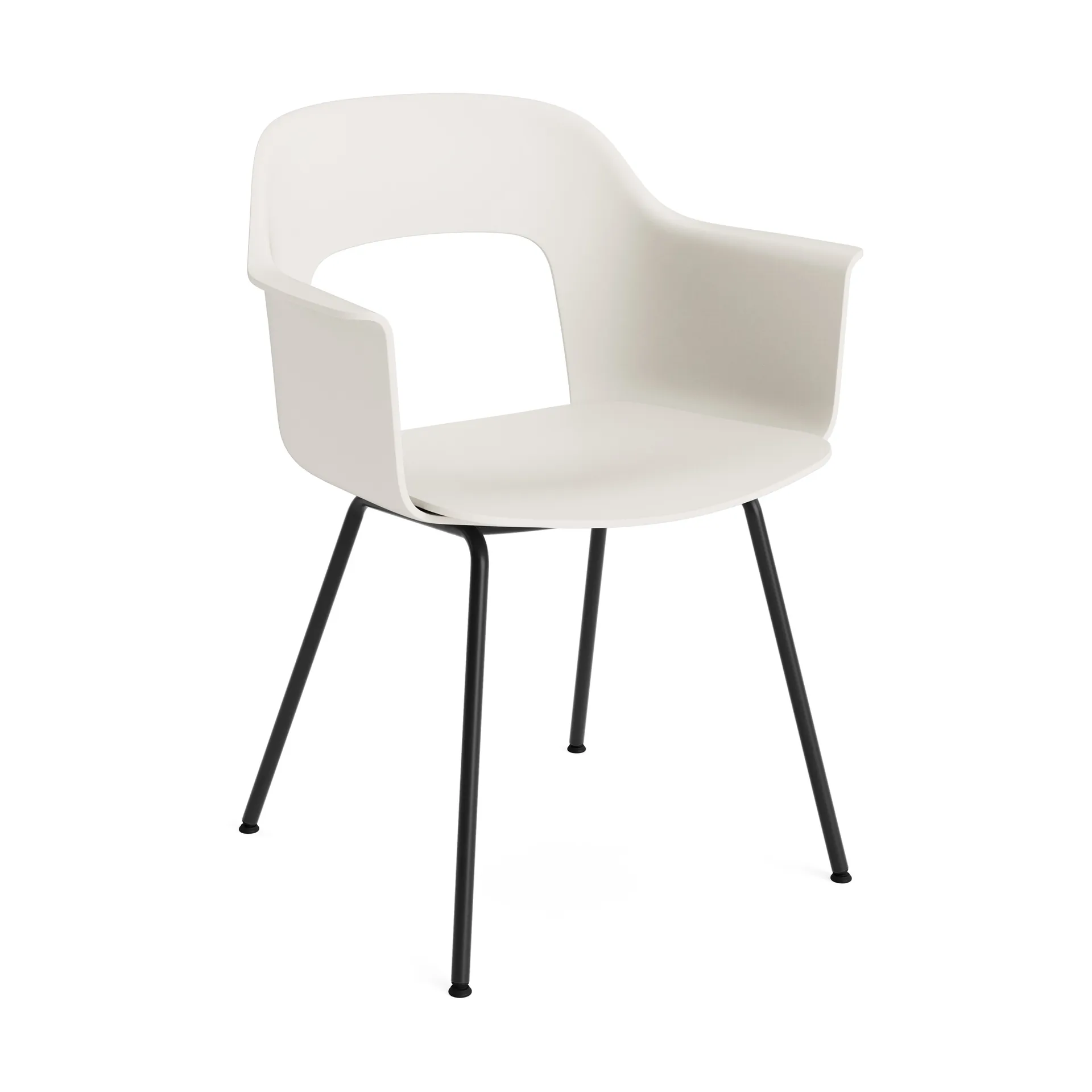 Sillón Layout Armchair 211 con reposabrazos, Cream white-acero lacado negro HAY