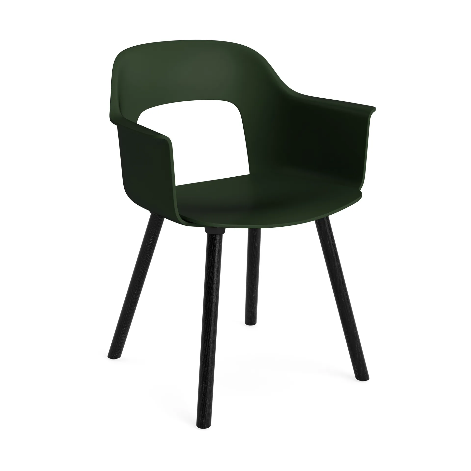 Sillón Layout Armchair 221 con reposabrazos, Bottle green-roble lacado negro HAY