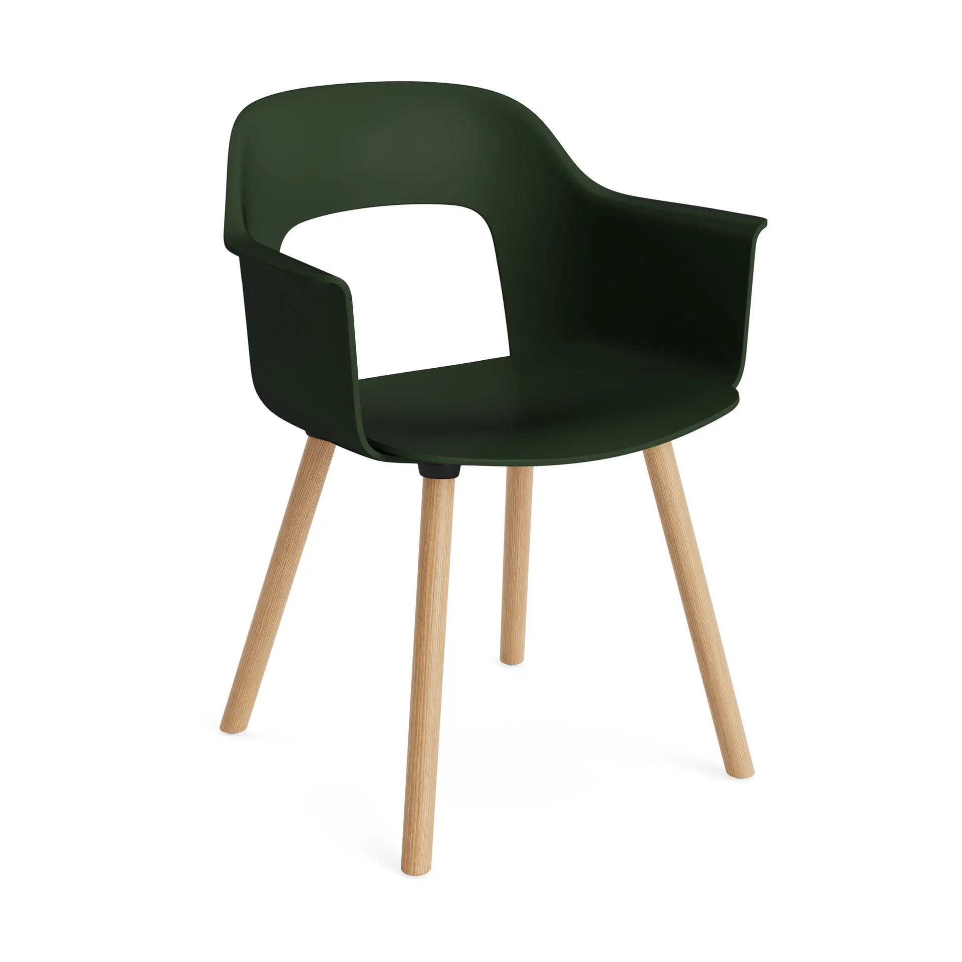 Sillón Layout Armchair 221 con reposabrazos, Bottle green-roble lacado HAY