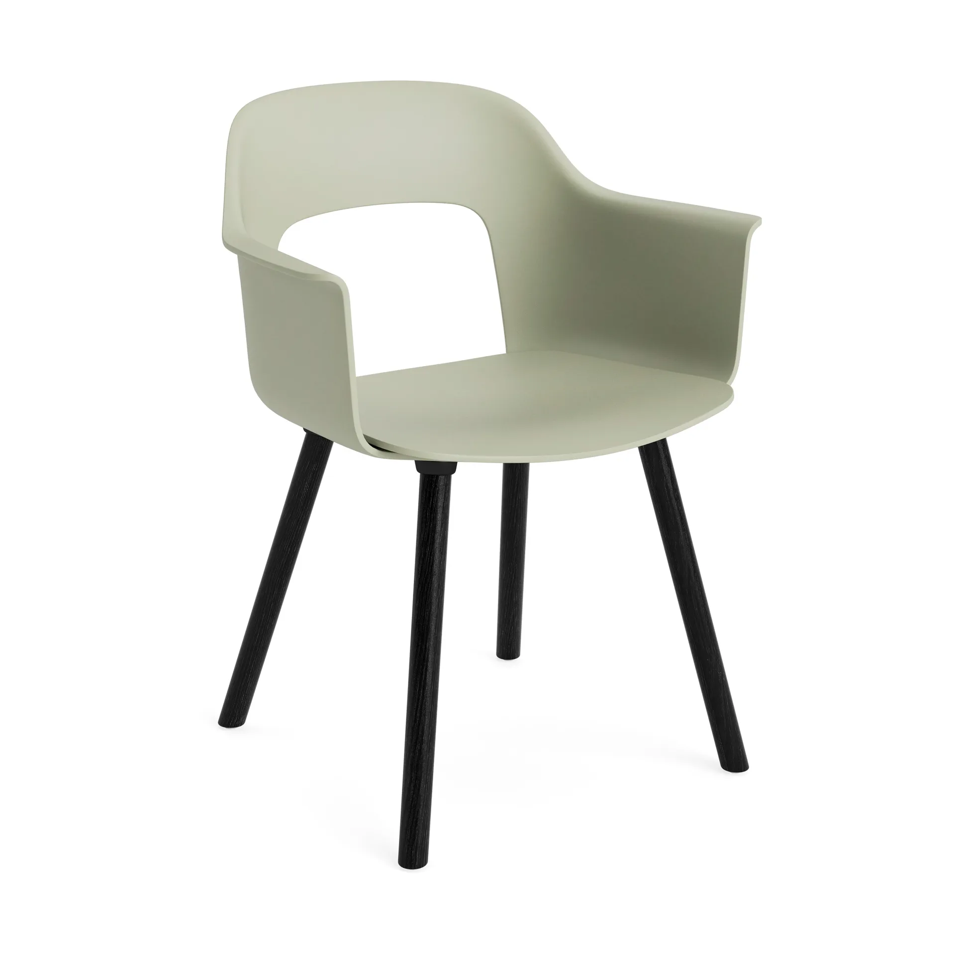 Sillón Layout Armchair 221 con reposabrazos, Pastel green-roble lacado negro HAY