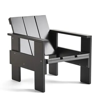 Sillón lounge Crate de pino lacado - Negro - HAY