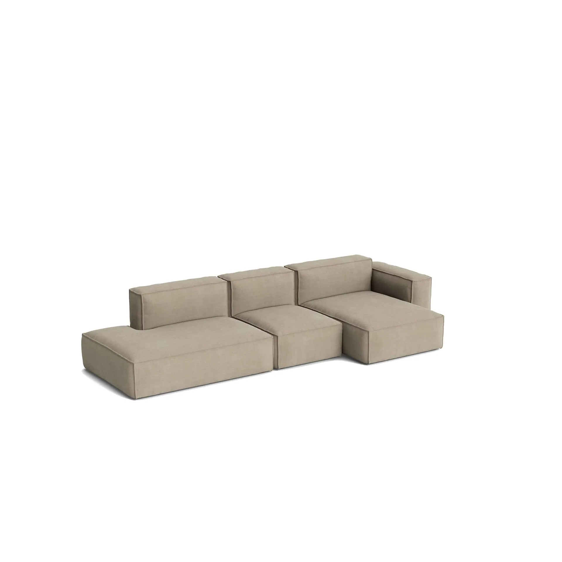 Sofá Mags Soft Low Armrest de 2,5 plazas, combinación 3, Linara beige, orientación derecha, funda extraíble HAY