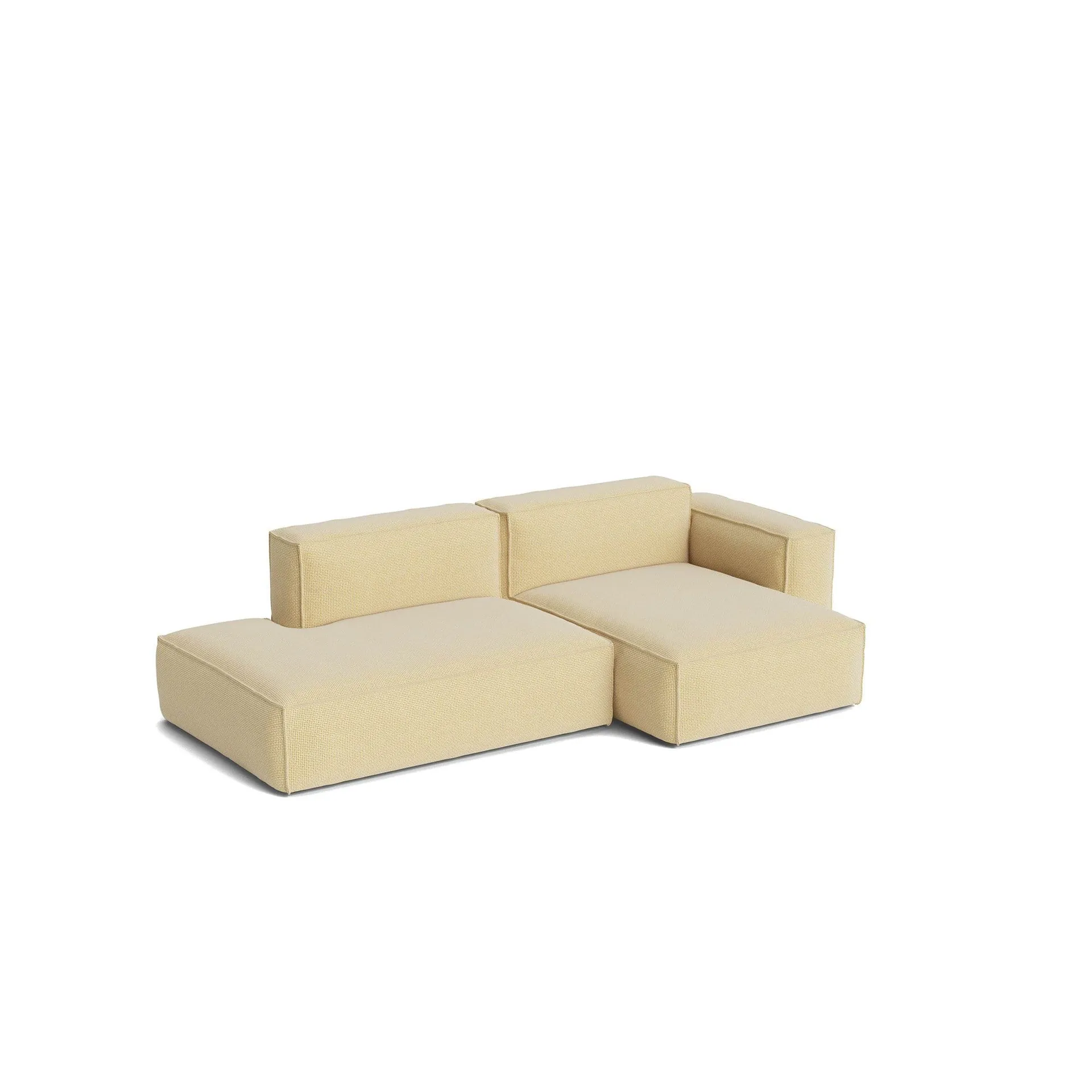Sofá Mags Soft Low Armrest de 2,5 plazas, combinación 3, Tartaglia Ocre white, orientación derecha, funda extraíble HAY