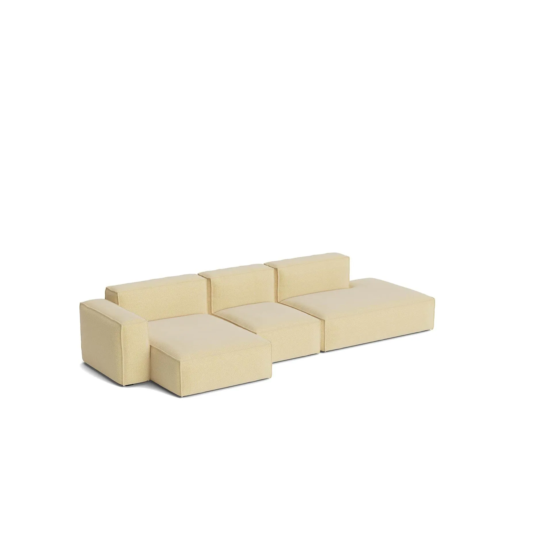 Sofá Mags Soft Low Armrest de 2,5 plazas, combinación 3, Tartaglia Ocre white, orientación izquierda, funda extraíble HAY