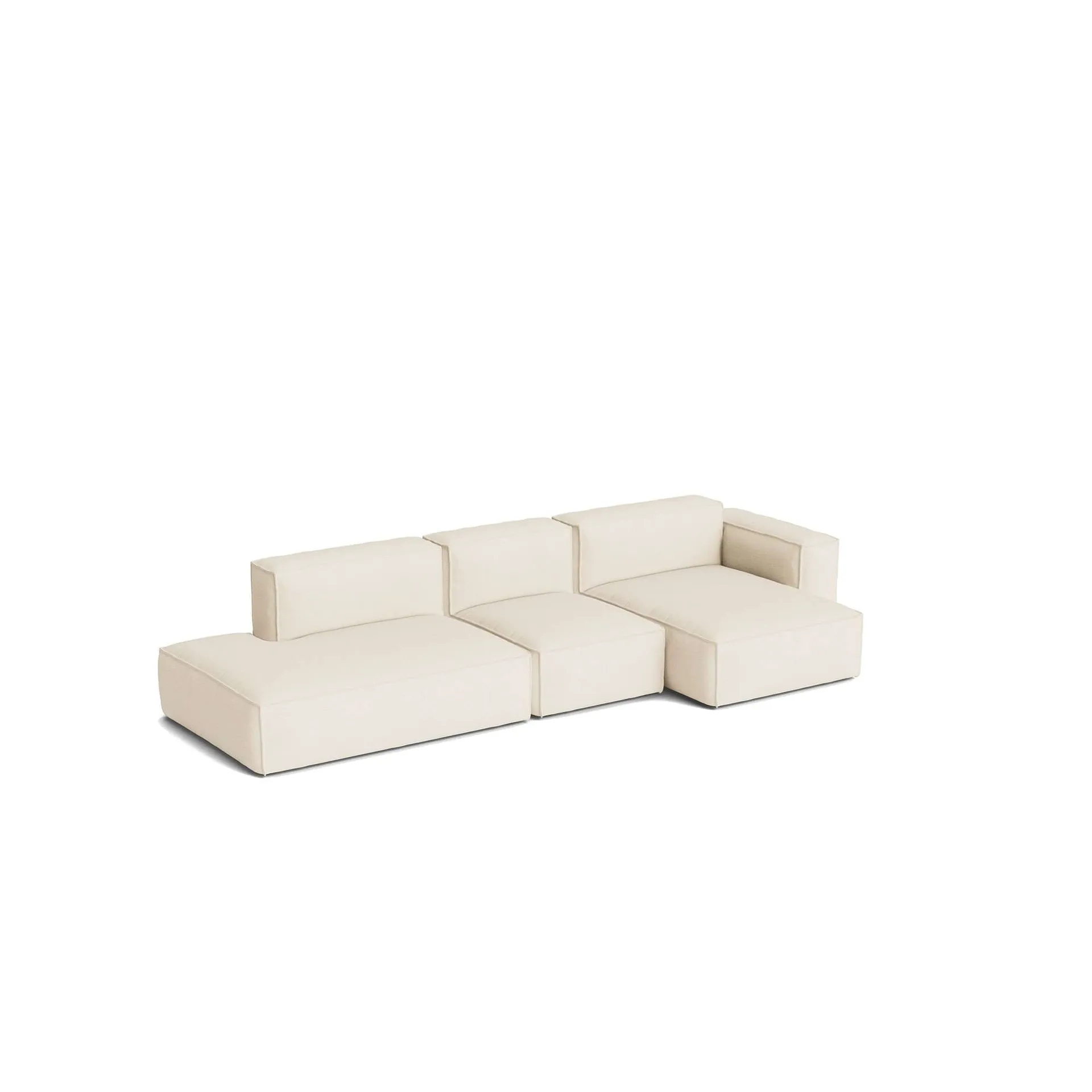 Sofá Mags Soft Low Armrest de 2,5 plazas, combinación 3, Turf cream, orientación derecha, funda extraíble HAY