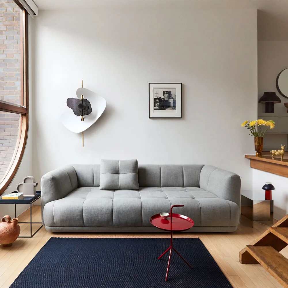 Sofá modular Quilton, combinación 19, chaise longue izquierda, Flamiber A5 crema HAY