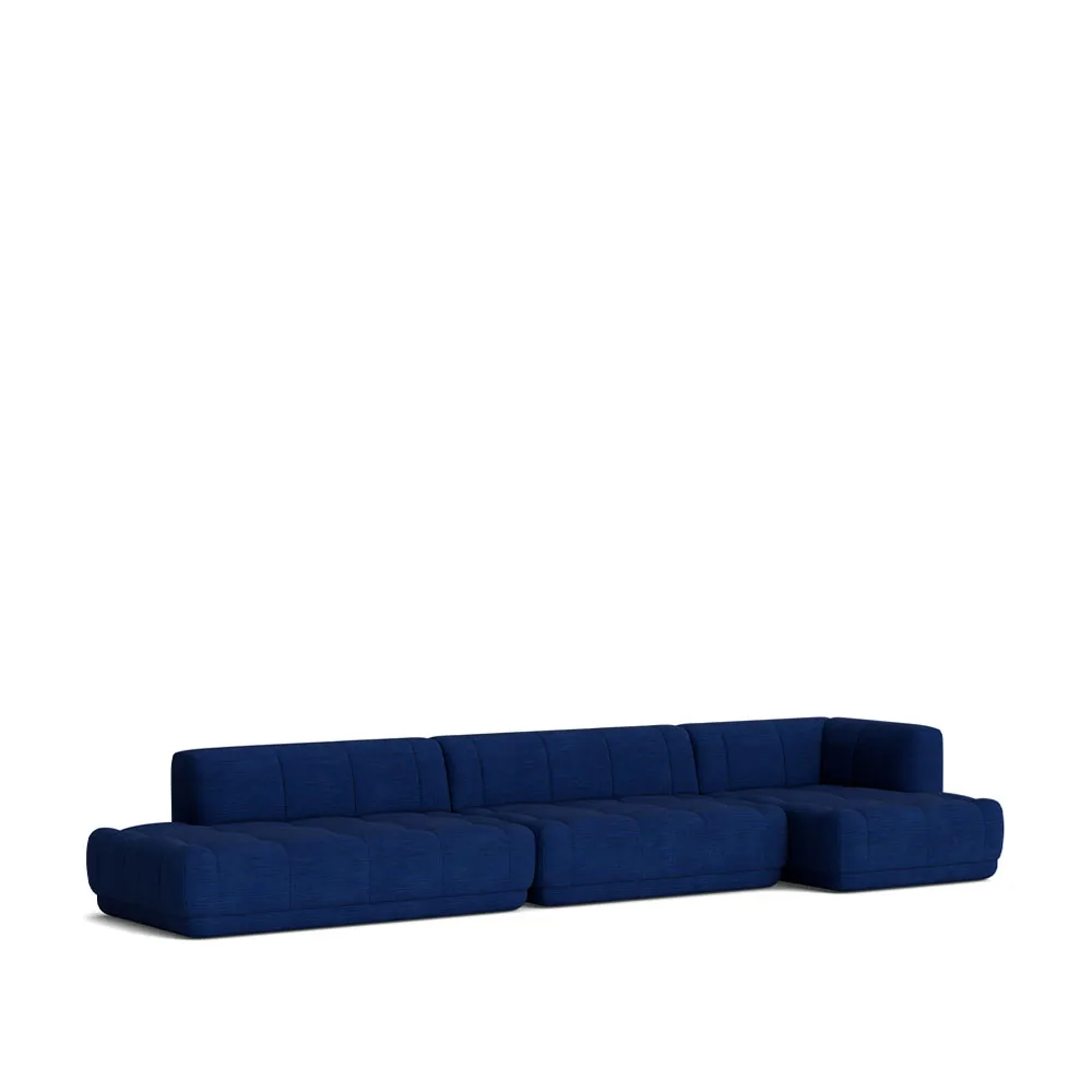 Sofá modular Quilton combinación 23 con chaise longue derecha, tejido Raas 772 azul oscuro HAY