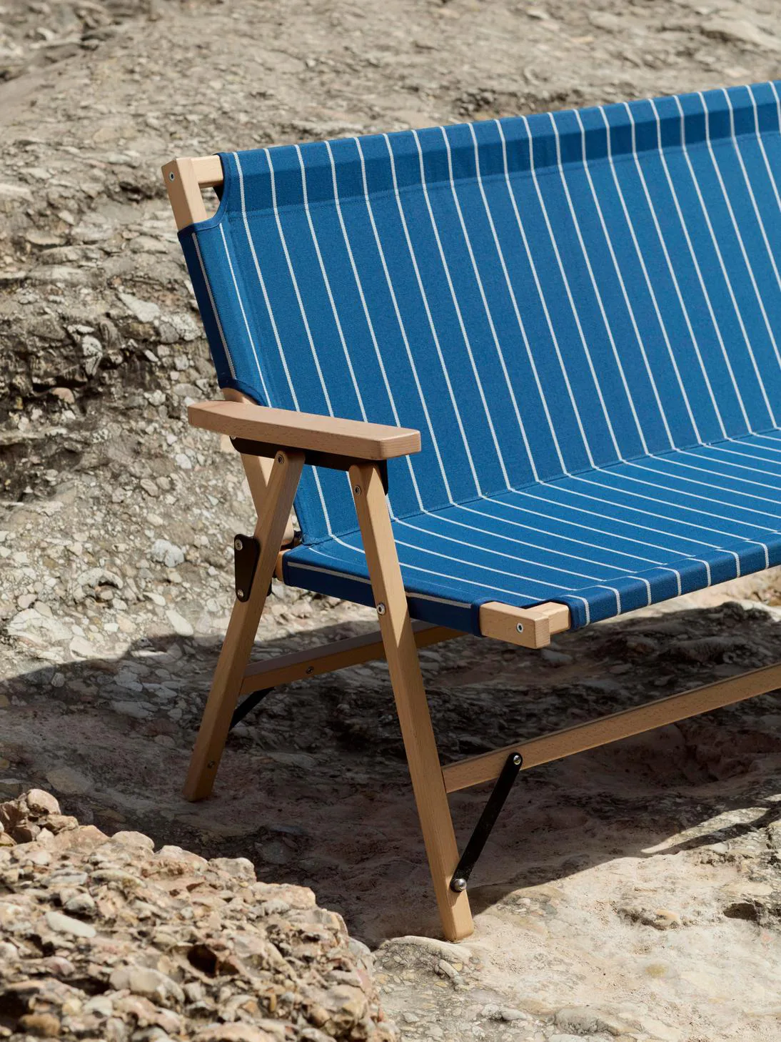 Sofá plegable Outdoor Market, Blue-beige, 2 plazas HAY