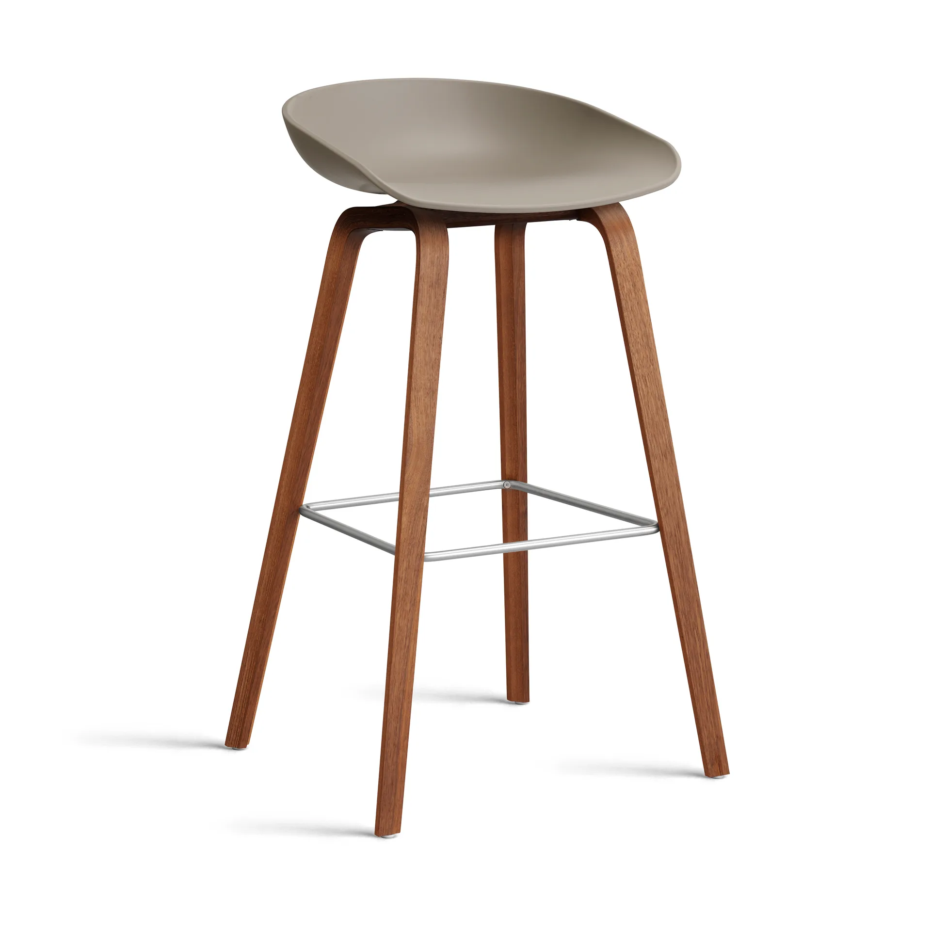 Taburete alto About a Stool 32 con base de nogal 2.0, Caqui-soporte de acero inoxidable HAY