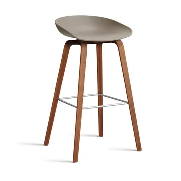 Taburete alto About a Stool 32 con base de nogal 2.0 - Caqui-soporte de acero inoxidable - HAY
