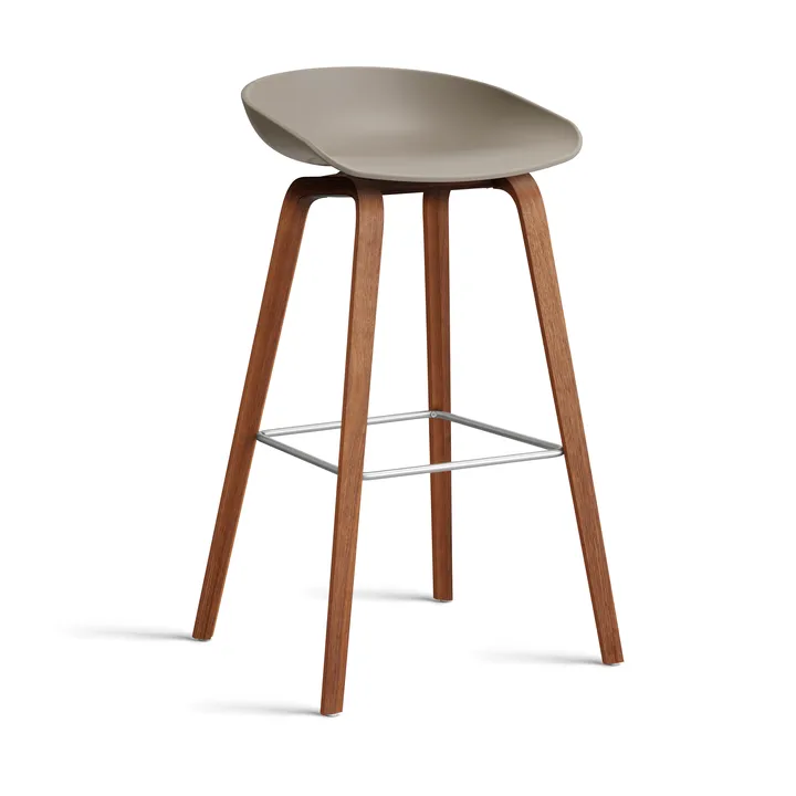 Taburete alto About a Stool 32 con base de nogal 2.0 - Caqui-soporte de acero inoxidable - HAY