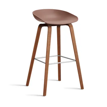 Taburete alto About a Stool 32 con base de nogal 2.0 - Ladrillo suave-soporte de acero inoxidable - HAY