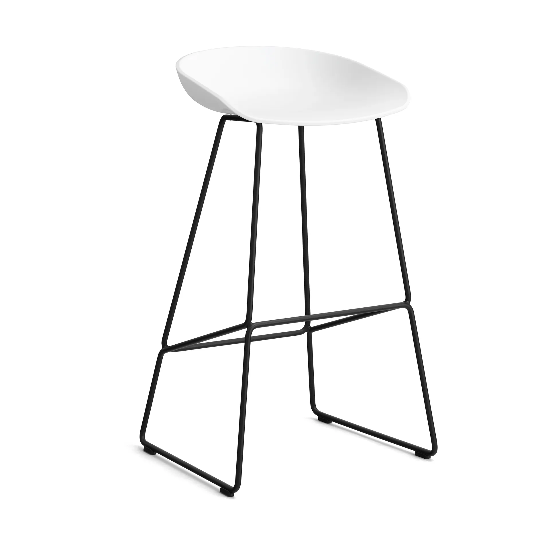 Taburete alto About a Stool 38, 2.0, Blanc-estructura de acero negro HAY