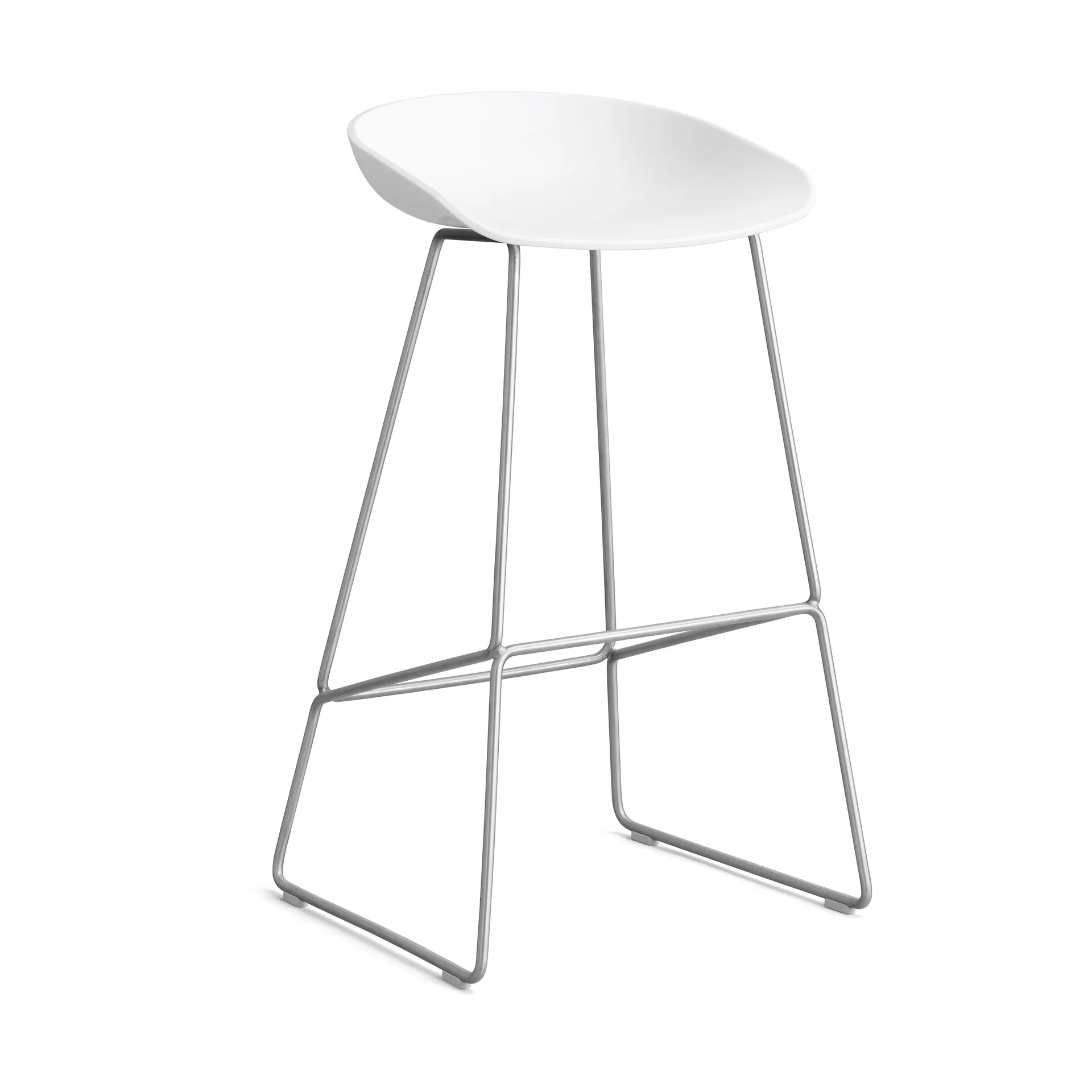 Taburete alto About a Stool 38, 2.0, Blanco-estructura de acero inoxidable HAY
